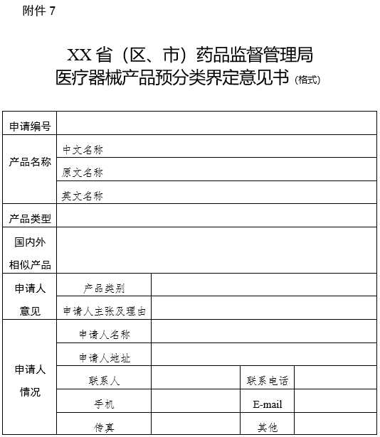 XX?。▍^、市）藥品監督管理局醫療器械產品預分類界定意見書（格式）（2024年第59號）(圖1)