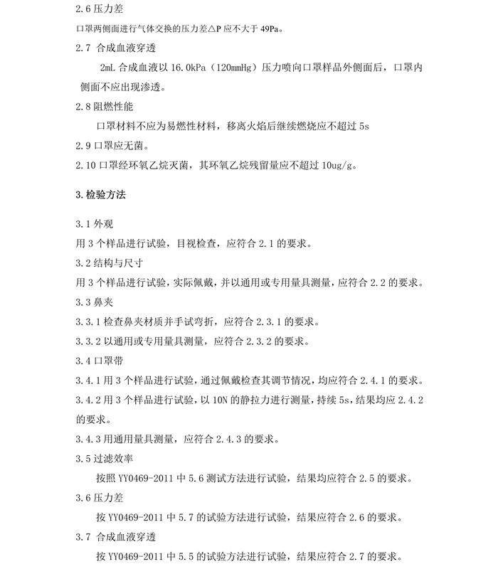 醫用外科口罩產品技術要求模板(圖4)